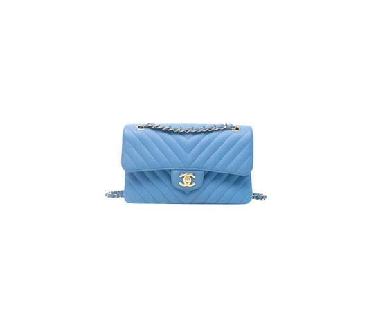 Chanel Small Classic Flap Chevron – Caviar Azul