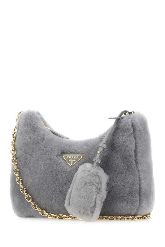 PRADA CORNFLOWER RE- EDITION SHEARLING MINI BAG