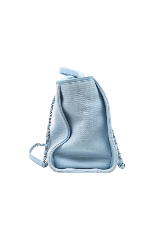 Chanel New Small Deauville Tote Blue Canvas Silver Hardware – 2023