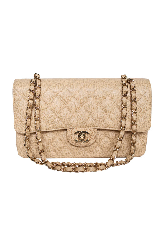 BOLSO CHANEL CLASSIC DOUBLE FLAP MEDIUM CAVIAR BEIGE