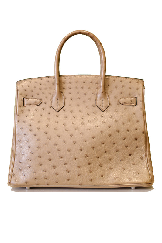 HERMÈS BIRKIN 30 OSTRICH LEATHER GRIS (PHW)