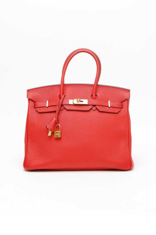 HERMÈS BIRKIN 35 ROUGE TOMATE TOGO LEATHER GHW - STAMP SQUARE Q