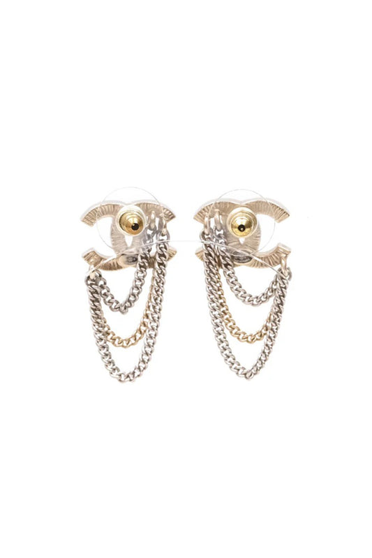 CHANEL CC CRYSTAL CHAIN DROP EARRINGS - (COLECCIÓN 21B)