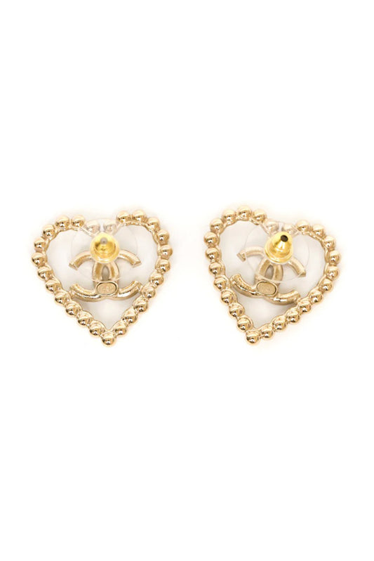 CHANEL CC HEART CRYSTAL EARRINGS - DORADO (COLECCIÓN 25P)