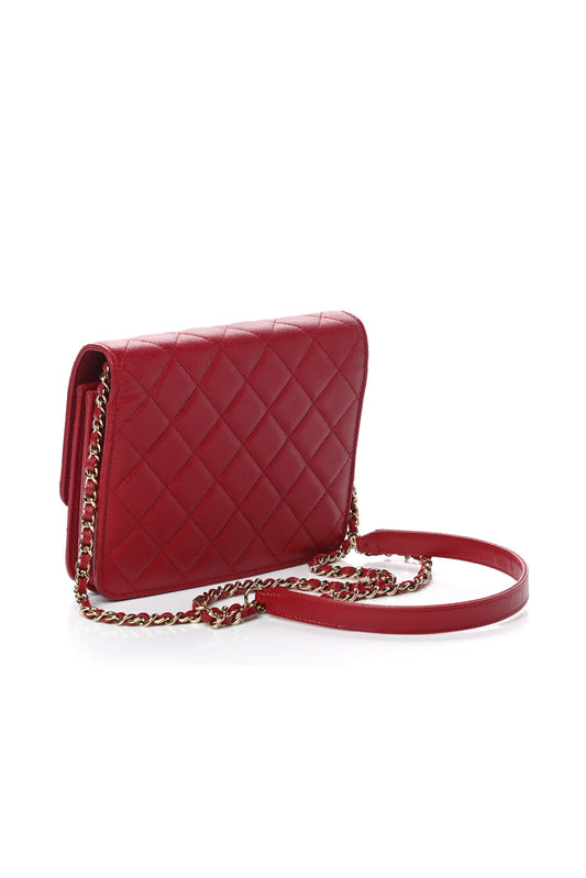 CHANEL SQUARE WALLET ON CHAIN (WOC) CAVIAR ROJO OSCURO