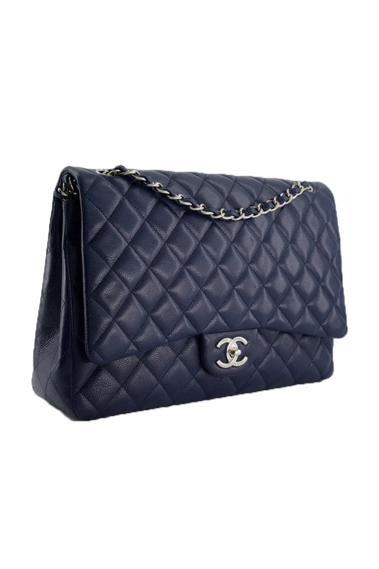 CHANEL CAVIAR QUILTED MAXI DOUBLE FLAP AZUL NAVY