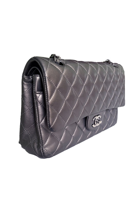 BOLSO CHANEL CLASSIC MEDIUM DOUBLE FLAP METALLIC GREY