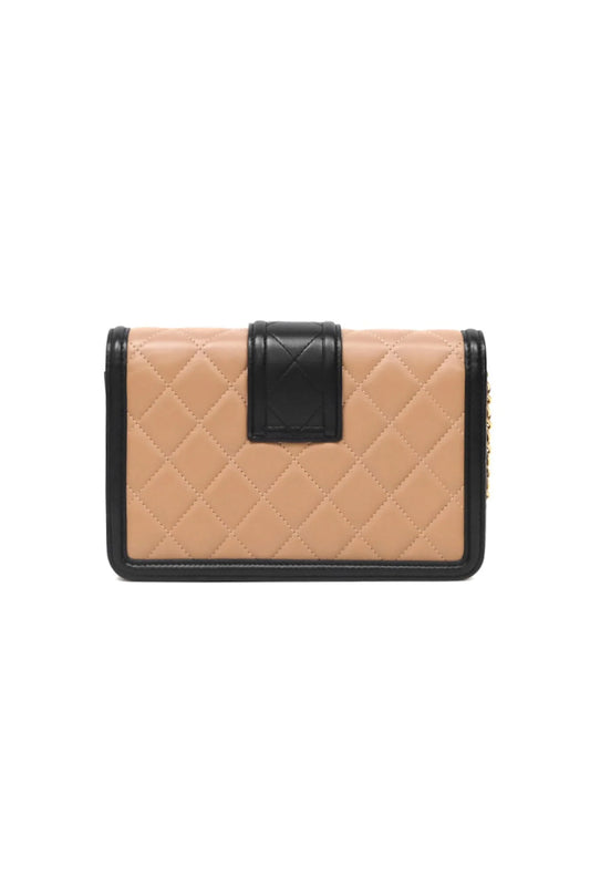 BOLSO CHANEL MEDIUM ELEGANT CC FLAP LAMBSKIN BEIGE Y NEGRO - (GHW)