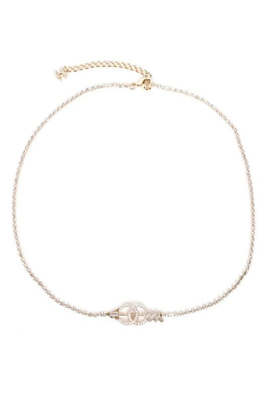 CINTURÓN CHANEL CC DE CADENA CON CRISTALES DORADO - (COLECCIÓN 23C)