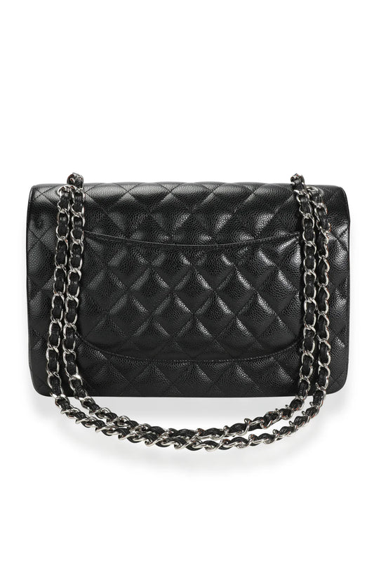 BOLSO CHANEL CLASSIC DOUBLE FLAP JUMBO CAVIAR NEGRO - (SHW)