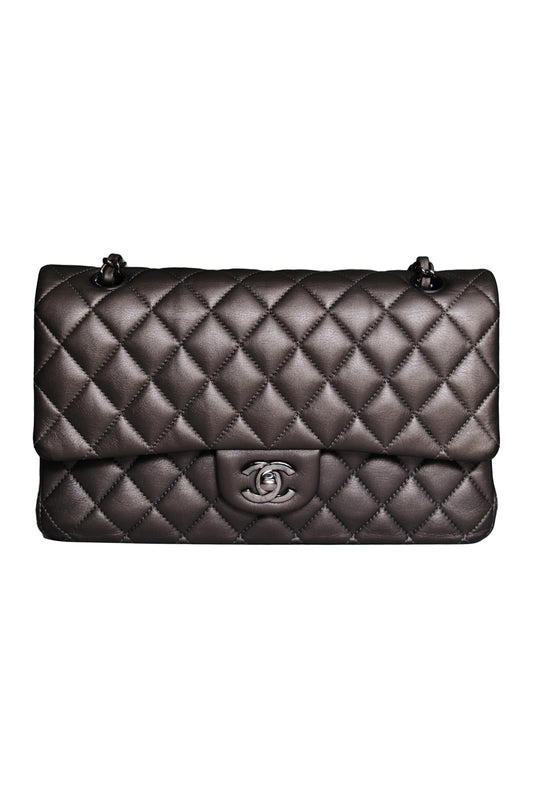 BOLSO CHANEL CLASSIC MEDIUM DOUBLE FLAP METALLIC GREY
