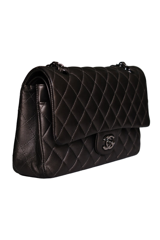 BOLSO CHANEL CLASSIC MEDIUM DOUBLE FLAP METALLIC GREY