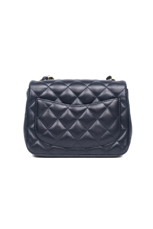 BOLSO CHANEL MINI SQUARE FLAP QUILTED LAMBSKIN NAVY BLUE - GHW