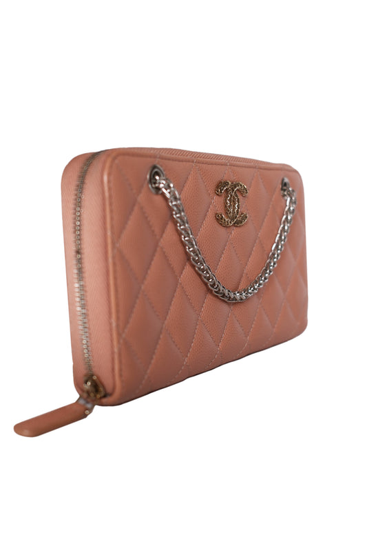 CHANEL WALLET ON CHAIN RE-WORKED PEACH CAVIAR