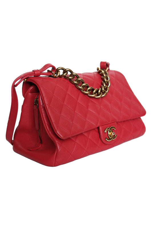 BOLSO CHANEL PARIS-ROME TRAPEZIO FLAP BAG LARGE ROJO