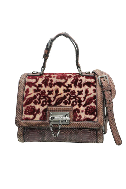 DOLCE & GABBANA MONICA MULTICOLOR PYTHON & BROCADE BAG