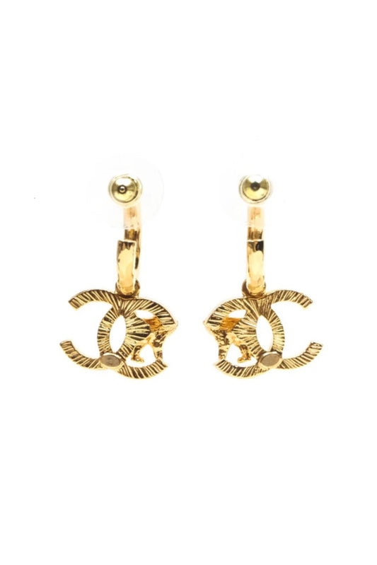 CHANEL LION CC HOOP EARRINGS GOLD 22A COLLECTION