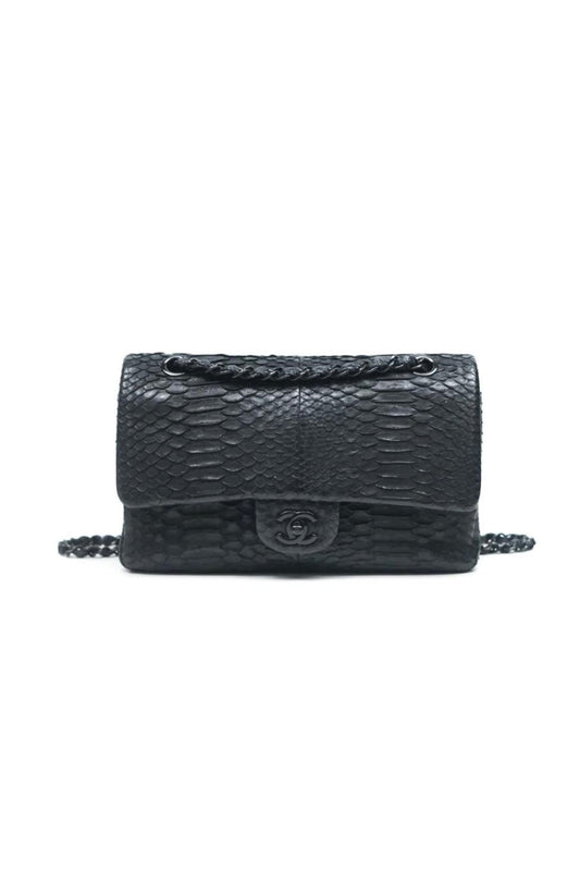 CHANEL CLASSIC M/L PYTHON FLAP BAG