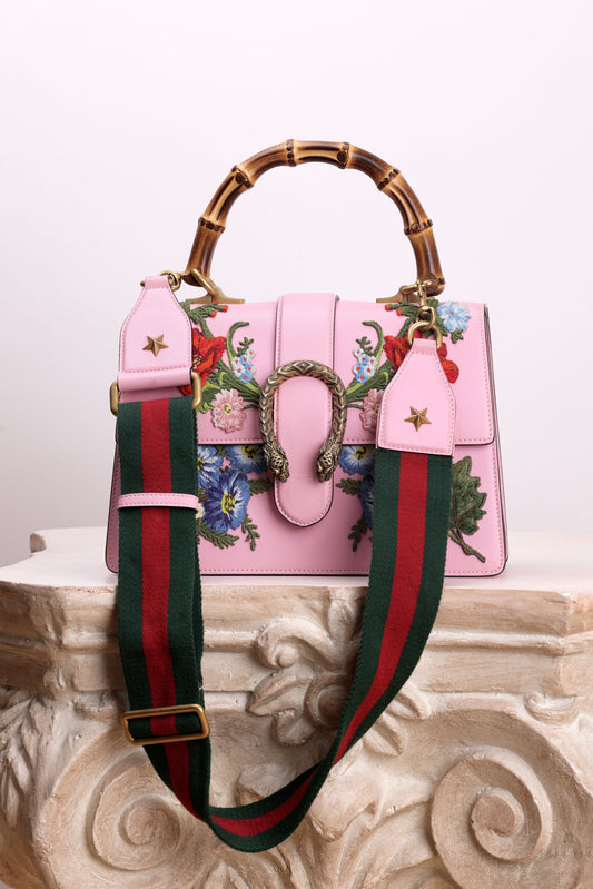 GUCCI DIONYSUS EMBROIDERED BAMBOO TOP HANDLE BAG