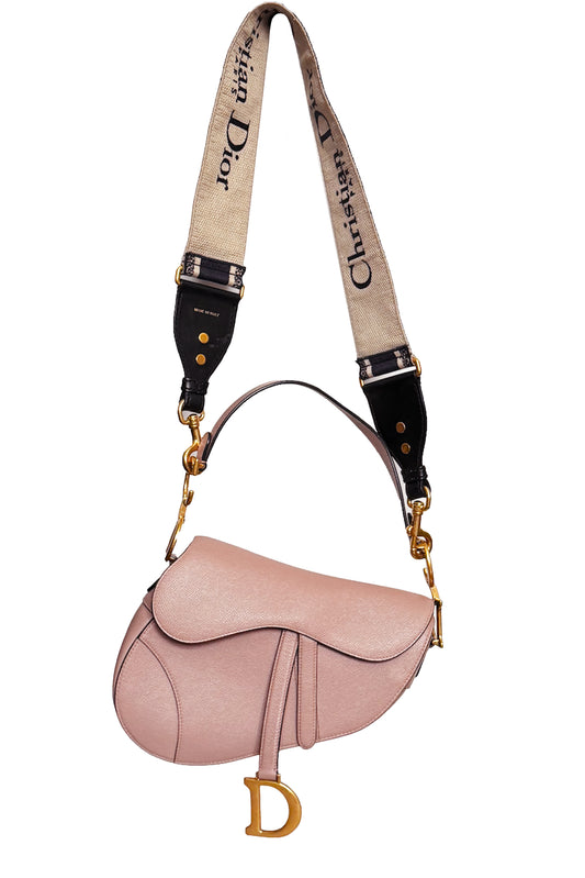 BOLSO DIOR SADDLE MEDIUM CALFSKIN BLUSH PINK - (GHW)