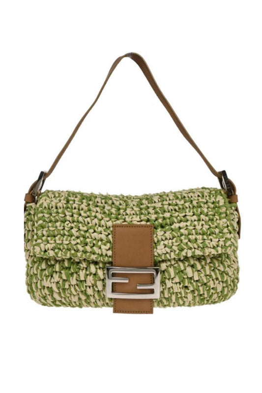BOLSO FENDI BAGUETTE RAFFIA VERDE TEJIDA - EDICIÓN LIMITADA
