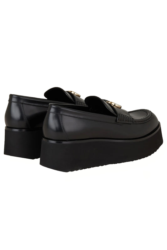 MOCASINES GUCCI DOUBLE G PLATFORM LOAFERS PIEL NEGRA