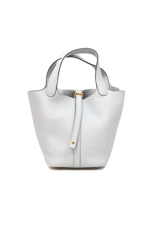 HERMÈS BOLSO PICOTIN LOCK 18 BLEU PÂLE 08 CLEMENCE LEATHER - GHW