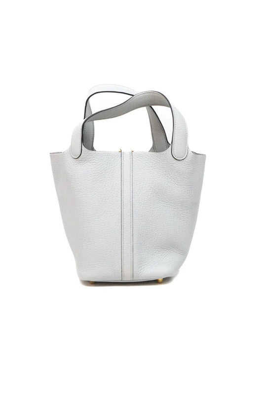 HERMÈS BOLSO PICOTIN LOCK 18 BLEU PÂLE 08 CLEMENCE LEATHER - GHW