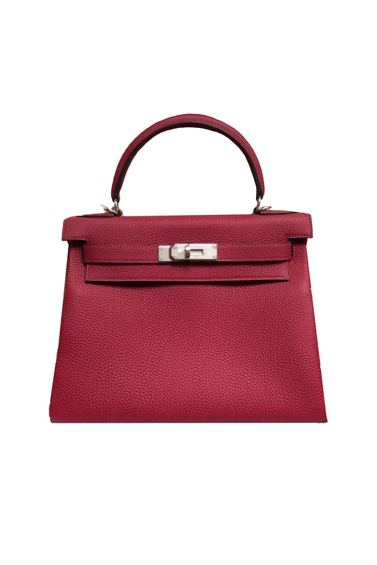 HERMÈS KELLY 28 ROUGE GRENAT TOGO - (PHW) SELLO R