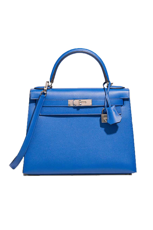 HERMÈS KELLY 28 BLUE IZMIR EPSOM PHW - STAMP SQUARE O
