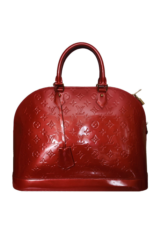 BOLSO LOUIS VUITTON ALMA GM MONOGRAM CHAROL VERNIS ROJO