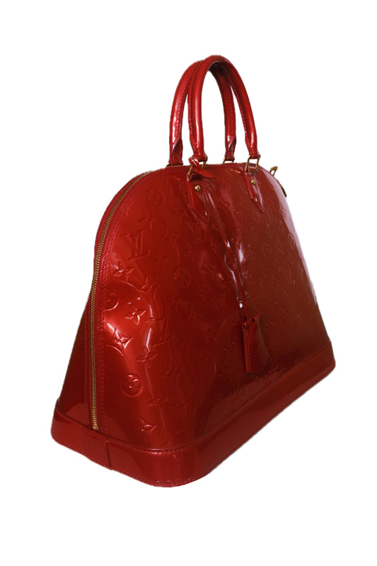 BOLSO LOUIS VUITTON ALMA GM MONOGRAM CHAROL VERNIS ROJO