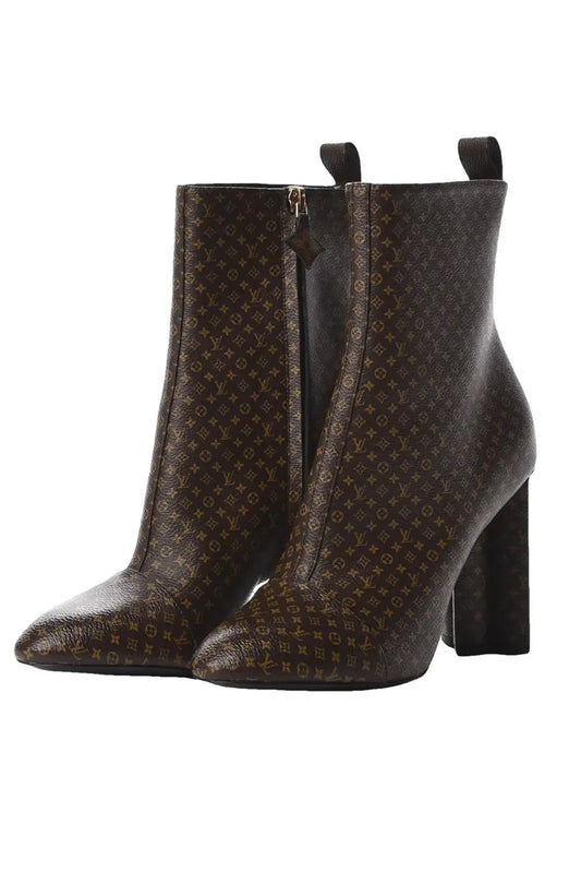 LOUIS VUITTON SILHOUETTE ANKLE BOOTS MONOGRAM CANVAS