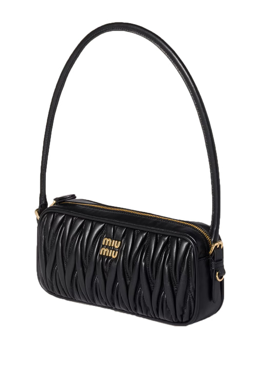 MIU MIU MATELASSÉ NAPPA LEATHER POUCH NEGRO
