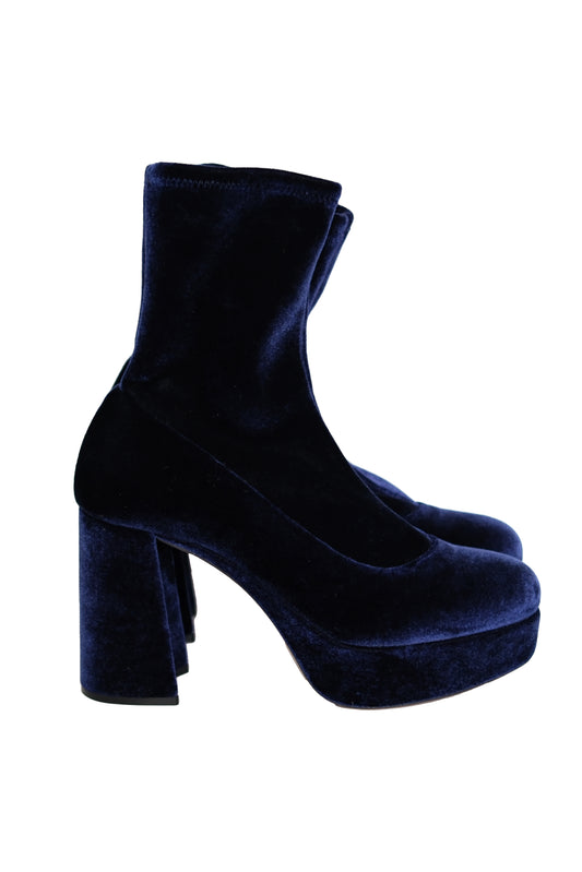 BOTINES DE PLATAFORMA MIU MIU TERCIOPELO AZUL MARINO