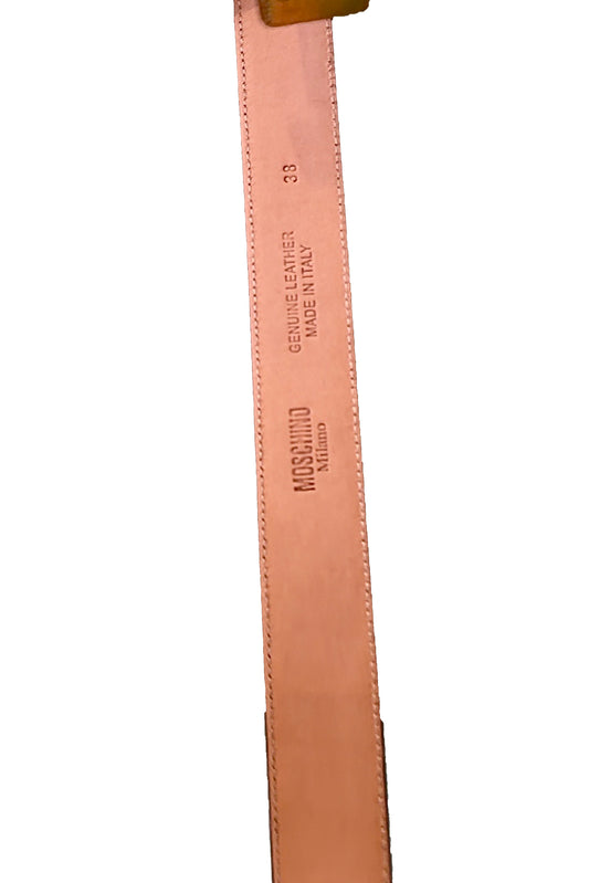 CINTURÓN MOSCHINO METALLIC GOLD STUDDED LOGO BELT