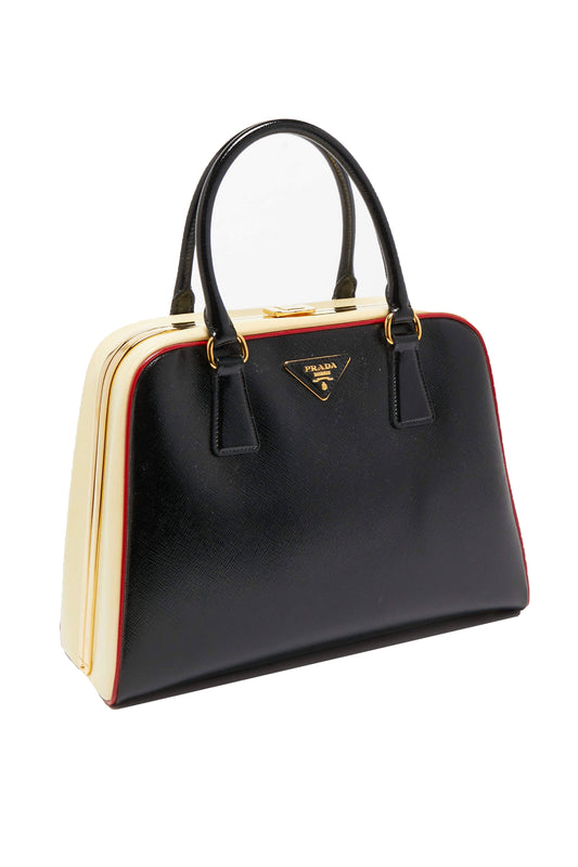 BOLSO PRADA TRI COLOR SAFFIANO PYRAMID FRAME SATCHEL