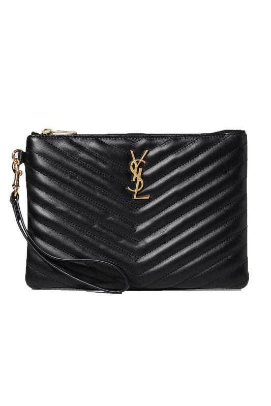 SAINT LAURENT CASSANDRE MATELASSÉ LEATHER CLUTCH NEGRO