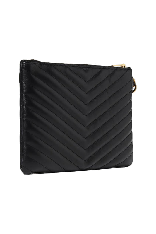 SAINT LAURENT CASSANDRE MATELASSÉ LEATHER CLUTCH NEGRO