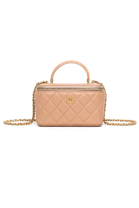 VANITY CHANEL RECTANGULAR LAMBSKIN BEIGE - GHW ENVEJECIDO