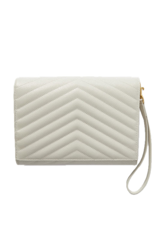 SAINT LAURENT MONOGRAM ENVELOPE WRISTLET BLANCO