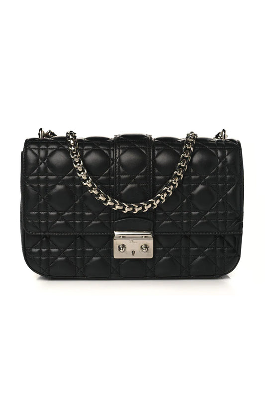 DIOR MISS DIOR SHOULDER BAG LAMBSKIN CANNAGE NEGRO - (SHW)
