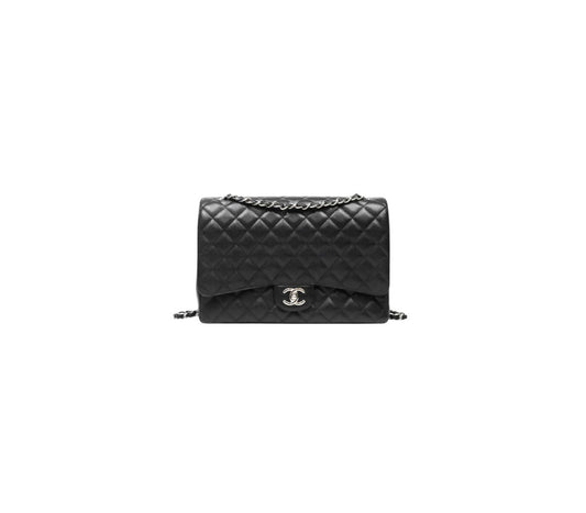 Chanel Classic Maxi Double Flap – Caviar Negro y Plata
