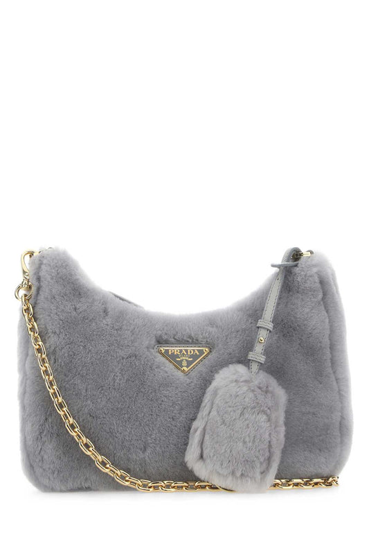 PRADA CORNFLOWER RE- EDITION SHEARLING MINI BAG