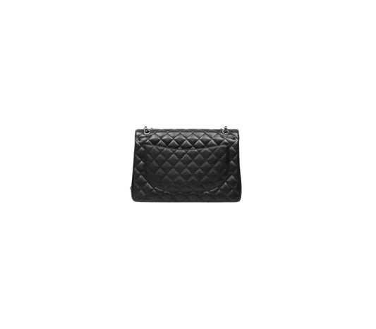 Chanel Classic Maxi Double Flap – Caviar Negro y Plata