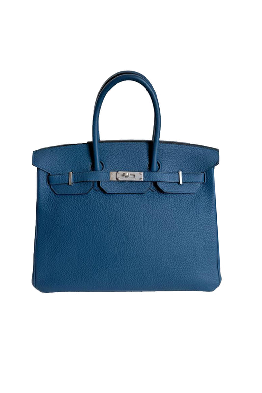 HERMÈS BIRKIN 35 TOGO BLUE COLVERT - (PHW) SELLO Q
