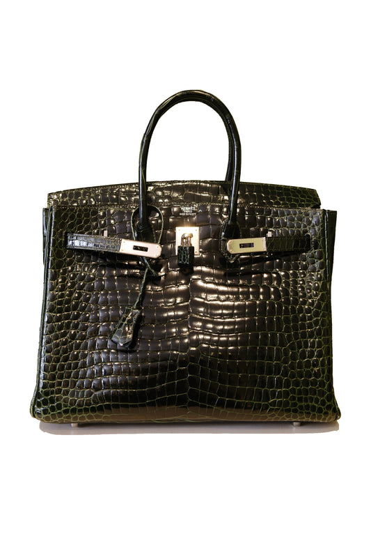HERMÈS BIRKIN 35 ESMERALDA COCODRILO (PHW)