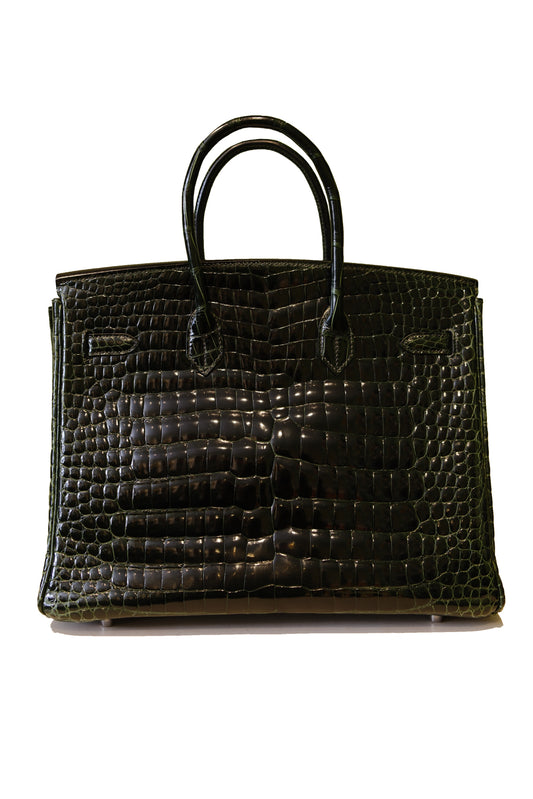 HERMÈS BIRKIN 35 ESMERALDA COCODRILO (PHW)
