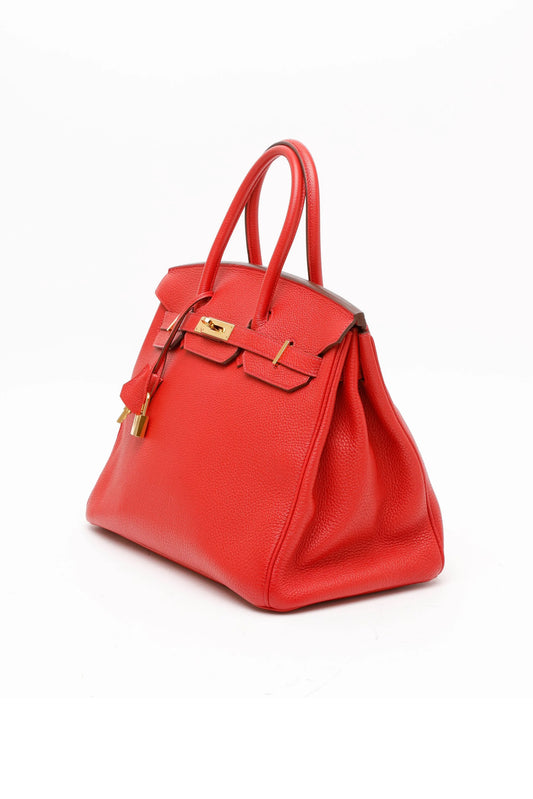 HERMÈS BIRKIN 35 ROUGE TOMATE TOGO LEATHER GHW - STAMP SQUARE Q