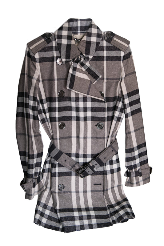 ABRIGO BURBERRY LONDON CHECK DOUBLE BREASTED BELTED TRENCH COAT